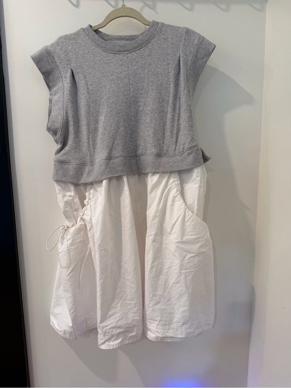 Anthropologie- Daily Practice Gray Sweatshirt Bubble Hem Dress w Open Back - Med - Picture 5 of 8
